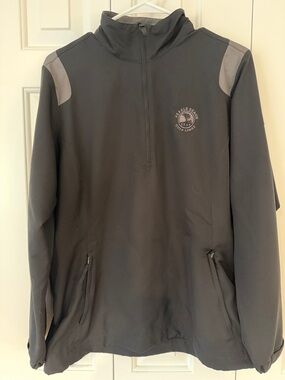 Nike Men's Black and Light Gray Performance Quarter-Zip Jacket